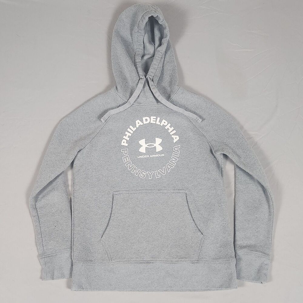 Under Armour Hoodie Small Gray Philadelphia PA Pullover Loose Fit